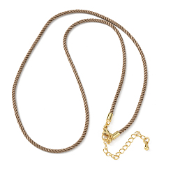 Цвет Древесины 2мм круглый нейлоновый миланский шнур для изготовления ожерелья, с латунными выводами и 303 застежками из лобстера из нержавеющей стали, реальный 18 k позолоченный, деревесиные, 18.50~18.70 дюйм (47~47.5 см)