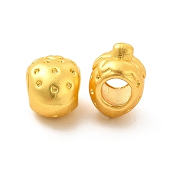 Matte Gold Color Rack Plating Alloy European Beads, Large Hole Beads, Lead Free & Cadmium Free & Nickel Free, Strawberry, Matte Gold Color, 12x8.5x8.5mm, Hole: 4.5mm