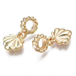 Light Gold Европейские подвески из сплава с покрытием для стойки, Подвески с большими отверстиями, без кадмия, без никеля и без свинца, формы раковины, золотой свет, 22 мм, отверстие : 5 мм, оболочкой: 12x12x2.5 mm
