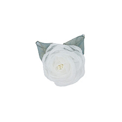 White 3D Cloth Flower, for DIY Shoes, Hats, Headpieces, Brooches, Clothing, White, 50~60mm
