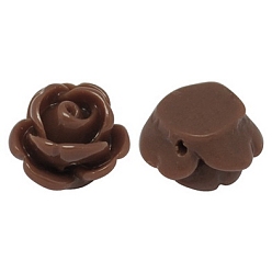 Седло Коричневый Непрозрачные шарики cmолы, цветок розы, седло коричневый, 9x7 мм, отверстие : 1 мм