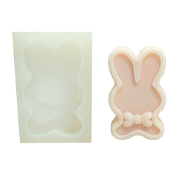 White 3D Rabbit DIY Food Grade Silicone Candle Molds, Aromatherapy Candle Moulds, Scented Candle Making Molds, White, 6.5x3.5x9.2cm