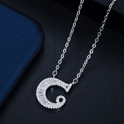 Letter C (with chain) Wife's Romantic Travel Same Style 26 English Alphabet Clavicle Chain Pendant Micro-inlaid Zircon Platinum Plated Necklace