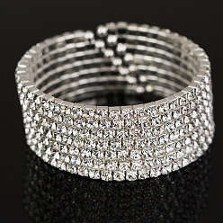 silver Sparkling Statement Bracelet and Chain Set for Bold Nightclub Fashion