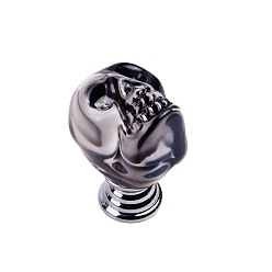 Light Grey Aluminum Alloy & K9 Crystal Glass Skull Drawer Knob, with Screws, Cabinet Pulls Handles for Drawer, Doorknob Accessories, Halloween Theme, Platinum, Light Grey, 29x22x39mm