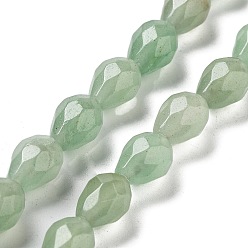 Green Aventurine Natural Green Aventurine Beads Strands, Faceted Teardrop, 10x7mm, Hole: 1.2mm, about 20pcs/strand, 7.87''(20cm)