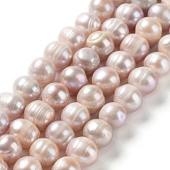 Rosy Brown Natural Cultured Freshwater Pearl Beads Strands, Potato, Grade AB, Rosy Brown, 9~12x9~11mm, Hole: 0.5mm, about 35pcs/strand, 14.37''(36.5cm)