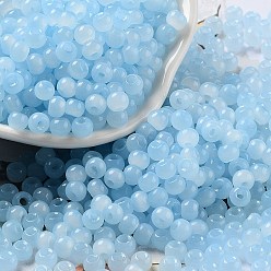 Sky Blue Glass Seed Beads, Imitation Cat Eye, Rondelle, Sky Blue, 4x3.3mm, Hole: 1.4mm