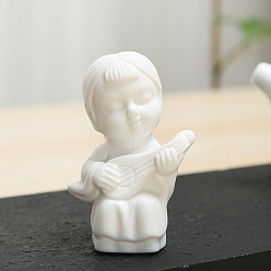 Белый Керамика статуя буддийского монаха, украшение для домашнего офиса по фэн-шуй, белые, 45x45x60 мм