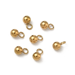 Настоящее золото 18K 304 подвески из нержавеющей стали, круглый шарм, ионное покрытие (ip), долговечный, стойки покрытие, реальный 18 k позолоченный, 7x4 мм, отверстие : 4 мм