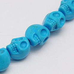 Deep Sky Blue Synthetic Turquoise Beads Strands, Dyed, Skull, Deep Sky Blue, 23x18x22mm, Hole: 1mm, about 90pcs/1000g