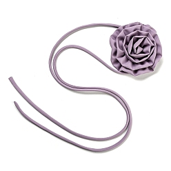 Plum Fabric Rose Tie Choker Necklaces for Women, Adjustable Jewelry for Birthday Wedding Party, Plum, 56.69~56.89inch(144~144.5cm), 6mm