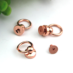 Rose Gold Alloy Round Head Screwback Button, with Screw, Button Studs Rivets for Phone Case DIY, DIY Art Leather Craft, Rose Gold, 2x1cm, Inner Diameter: 1cm