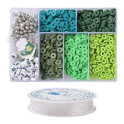 Vert Olive Foncé Kit de fabrication de bracelets en perles d'argile polymère, bricolage, pour la saint-patrick, vert olive foncé, 6x1mm, Trou: 2mm