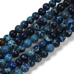 Полуночно-синий Нити бусин из окрашенного натурального регалита/императорской яшмы/морского осадка яшмы, круглые, темно-синий, 4 мм, отверстие : 1.2 мм, около 45 шт / нитка, 7.68'' (19.5 см)
