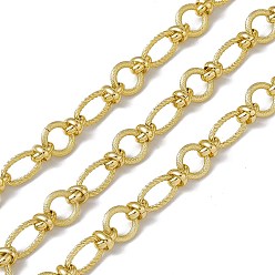 Real 18K Gold Plated Brass Oval & Ring & Kont Link Chains, with Spool, Unwelded, Long-Lasting Plated, Cadmium Free & Nickel Free & Lead Free, Real 18K Gold Plated, 14x8.5x2mm, 8x8x8mm