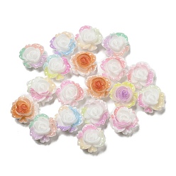 Mixed Color Luminous Opaque Resin Decoden Cabochons, Glow in the Dark Flower with Glitter Powder, Mixed Color, 9.5x10x5mm