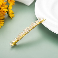 Cristal de Quartz Puce de cristal de quartz naturel et épingles à cheveux en métal, accessoires de cheveux pour femme fille, 80x6x6mm