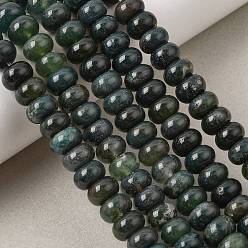Moss Agate Natural Moss Agate Beads Strands, Rondelle, 8x5.5mm, Hole: 1mm, about 74pcs/strand, 15.7 inch(40cm)
