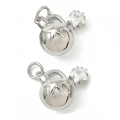 Платина Латунные микро проложить кубического циркония подвески, бомба, долговечный, без кадмия и без свинца, стойки покрытие, с целью перехода в кольце, платина, 14x16x9.5 мм, отверстие : 3.3 мм