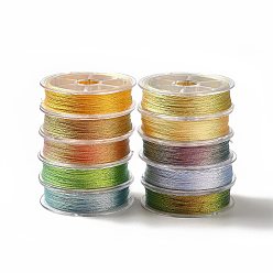 Mixed Color 10 Rolls Polyester Sewing Thread, 3-Ply Polyester Cord for Jewelry Making, Mixed Color, 0.2mm, about 54.68 Yards(50m)/Roll