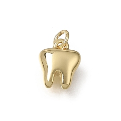 Real 18K Gold Plated Brass Charms, Tooth Charms, Rack Plating, Long-Lasting Plated, Lead Free & Cadmium Free, Real 18K Gold Plated, 10x8x3.5mm, Hole: 2mm