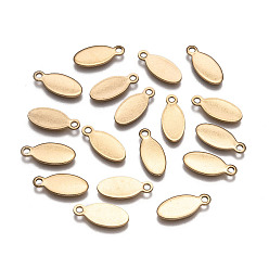 Golden Oval Ion Plating(IP) 304 Stainless Steel Stamping Blank Tag Charms, Golden, 16x7x1mm, Hole: 1.5mm