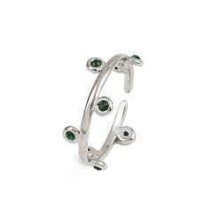 Изумруд 304 открытые манжеты из нержавеющей стали Rhinetson для женщин, цвет нержавеющей стали, круглые, изумруд, 1.5~7.5 мм, внутренний диаметр: регулируемый