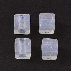 Clear Transparent Acrylic Beads, Glitter Powder, Cube with Heart/Moon/Flower/Star Pattern, Clear, 7.5x7.5x7.5mm, Hole: 4mm, about 160pcs/500g