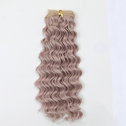 Rosy Brown High Temperature Fiber Long Instant Noodle Curly Hairstyle Doll Wig Hair, for DIY Girl BJD Makings Accessories, Rosy Brown, 7.87~9.84 inch(20~25cm)