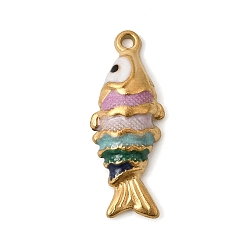 Разноцветный 304 нержавеющей стальной эмали подвески, рыбы прелести, ионное покрытие (ip), красочный, 25.5x10x4 мм, отверстие : 1.4 мм