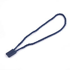 Marine Blue Polyester Cord with Seal Tag, Plastic Hang Tag Fasteners, Marine Blue, 180~185x2mm, Seal Tag: 10x7x4mm and 9x3mm, about 1000pcs/bag