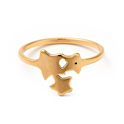 Золотой Ионное покрытие (ip) 201 кольцо из нержавеющей стали с тройной звездой для женщин, золотые, размер США 6 1/4 (16.7 мм)