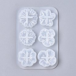 White DIY Flower Silicone Molds, for UV Resin & Epoxy Resin Jewelry Making, White, 84x56x11mm, Inner Size: 14~22.5x14~22.5mm
