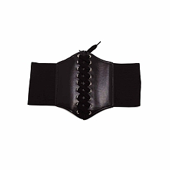 Черный Широкие эластичные корсетные ремни из искусственной кожи, пояс на шнуровке для женщин и девочек, чёрные, 25-3/8 дюйм (64.5 см)