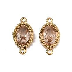 Персиковый Слойка Ионное покрытие (ip) 304 овальные звенья из нержавеющей стали с кубическим цирконием, подвески-подвески, реальный 18 k позолоченный, розовые, 12.5x6.5x2.5 мм, отверстие : 0.8 мм