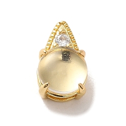 Clear Brass Micro Pave Clear Cubic Zirconia Pendants, with Resin, Real 14K Gold Plated, Teardrop, Clear, 12.5x7.5x6.5mm, Hole: 4x2mm