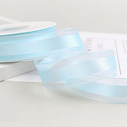 Light Sky Blue Polyester Organza Ribbons, Garment Accessories, Gift Wrapping Ribbon, Light Sky Blue, 1 inch(25mm), about 49.21 Yards(45m)/Roll