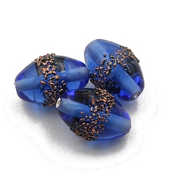 Blue Transparent Czech Glass Beads, Oval, Blue, 14x10mm