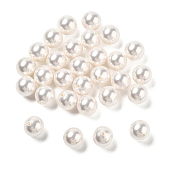 Белый Оболочка жемчуг, половина пробурено бисера, полированный, круглые, белые, 12 мм, отверстие : 1.5 мм
