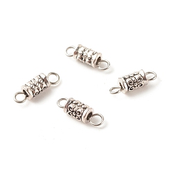 Antique Silver & Stainless Steel Color Tibetan Style Alloy Connector Charms, with 304 Stainless Steel Loops, Column, Antique Silver & Stainless Steel Color, 14.5x4.5mm, Hole: 2mm
