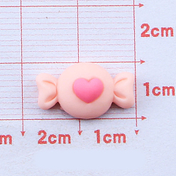 Pink Opaque Resin Cabochons, Candy with Heart, Pink, 10x17mm