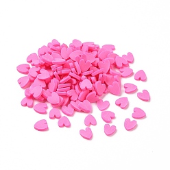 Hot Pink Handmade Polymer Clay Cabochons, Heart, Hot Pink, 5x4.5x0.8mm, about 76923pcs/1000g