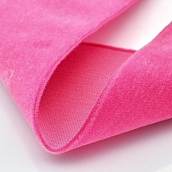 Deep Pink Polyester Velvet Ribbon for Gift Packing and Festival Decoration, Deep Pink, 1/2 inch(13mm), about 25yards/roll(22.86m/roll)