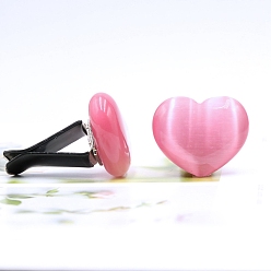 Hot Pink Heart Cat Eye Car Air Fresheners Vent Clips, Car Interior Decoration Accessories, Hot Pink, 30x24mm