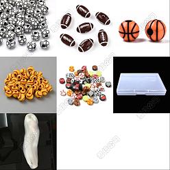 (52) Непрозрачная лаванда Наборы для изготовления браслетов своими руками, в том числе акриловые бусины, Полимерная глина бисера, тпу эластичная хрустальная нить, разноцветные, 9.5~18x9.5~12x4.5~12 мм, отверстие : 1.8~4 мм