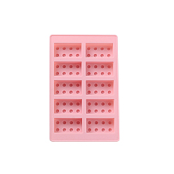 Pink Building Blocks DIY Silicone Molds, Fondant Molds, for Ice, Chocolate, Candy, UV Resin & Epoxy Resin Craft Making, Pink, 182x120x20mm