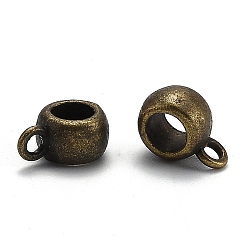 Antique Bronze Tibetan Style Hangers, Bail Beads, Cadmium Free & Lead Free, Barrel, Antique Bronze, about 11.5mm long, 8mm wide, 5.5mm thick, 4.8mm inner diameter, hole: 2mm