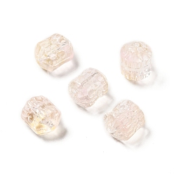 PeachPuff Spray Painted Transparent Glass Beads, Drum, PeachPuff, 12x10mm, Hole: 1mm
