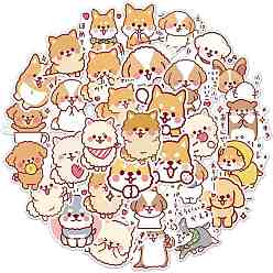 Dog Waterproof PVC Adhesive Sticker Lables, for Suitcase, Skateboard, Refrigerator, Helmet, Mobile Phone Shell, Computer, Cup, Dog Pattern, 40~80x40~80mm, about  50pcs/bag